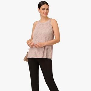 Adrianna Papell Blush Pink Sleeveless Halter Blouse Career Business Casual